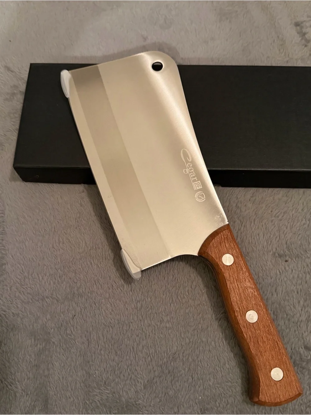 Stainless Steel Cleaver Knife with Brown Wood Handle